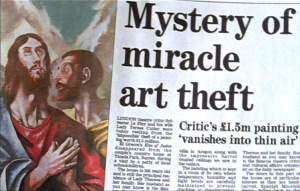 The newspaper headline about the theft.